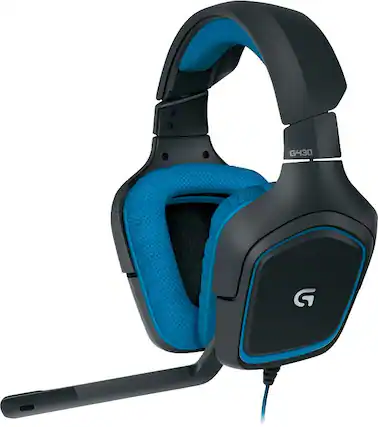Front. Logitech - G430 Over-the-Ear Gaming Headset - Black.
