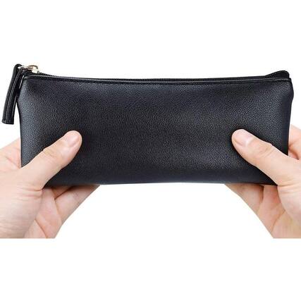 Front. Paradigms Interiors - Pencil Case Bag Pu Leather Pen Small Zipper Pouch For Pencils Pens Markers Makeups Change - Default.