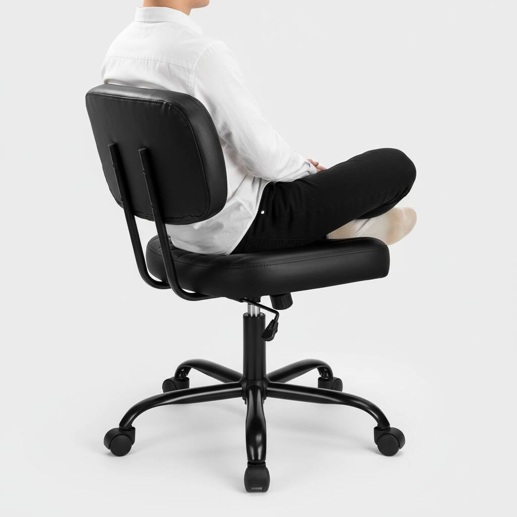 Alt View 6. AOITUN - Modern armless office chair in faux leather for home office and study - Black.