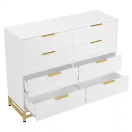 Babevy - SLifet 8 Drawer Dresser with Metal Handles - White