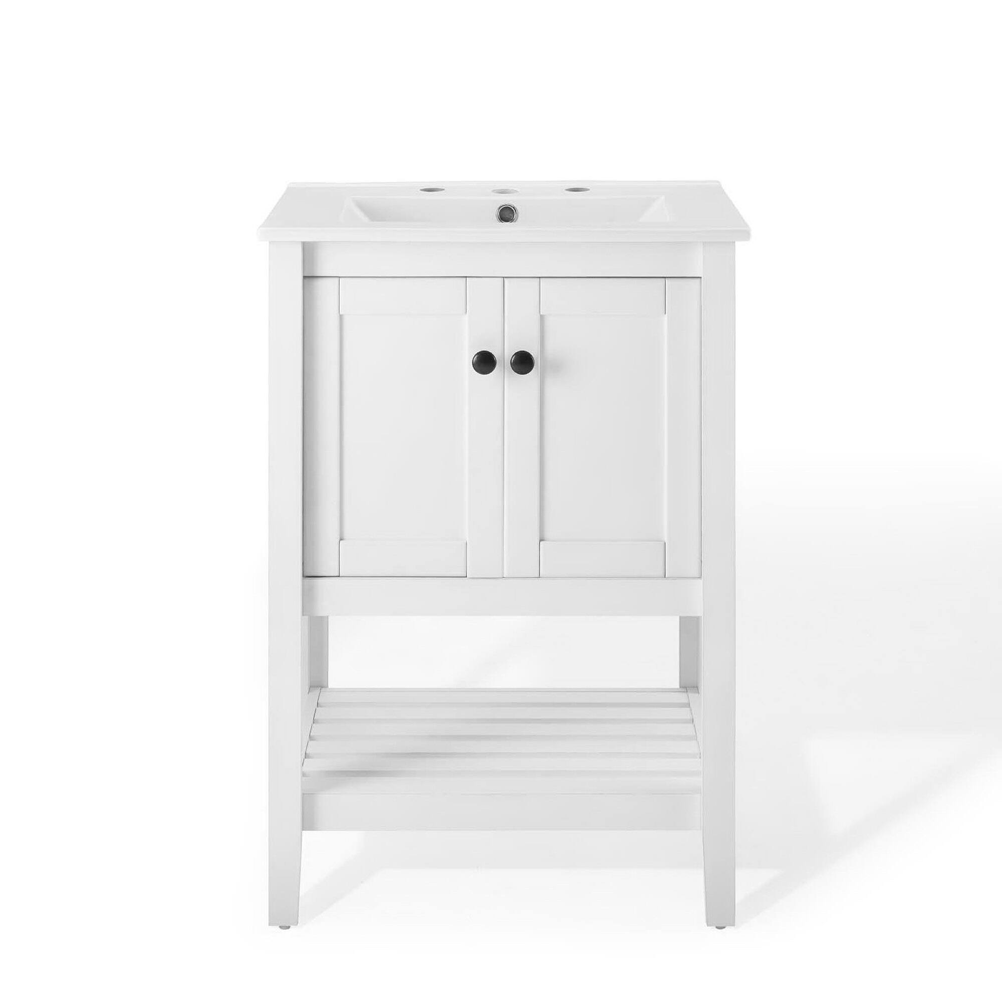 Alt View 3. Modway - Prestige Bathroom Vanity Basin Included - White White.