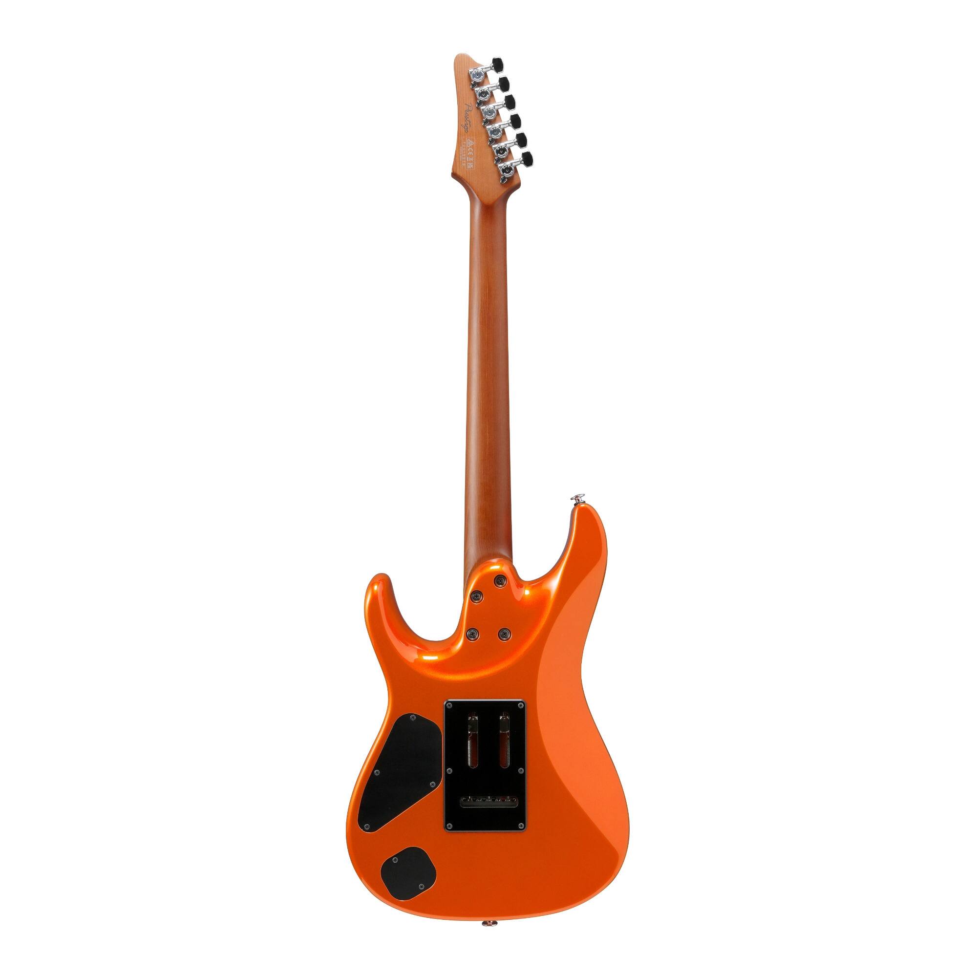 Angle. Ibanez - Ibanez AZ2402ROM Prestige 6str Electric Guitar w/Case - Roadster Orange Metallic.