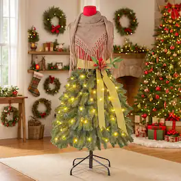 BreeBe - Lighted 5FT Dress Form Xmas Tree – Artificial Holiday Decor - Green