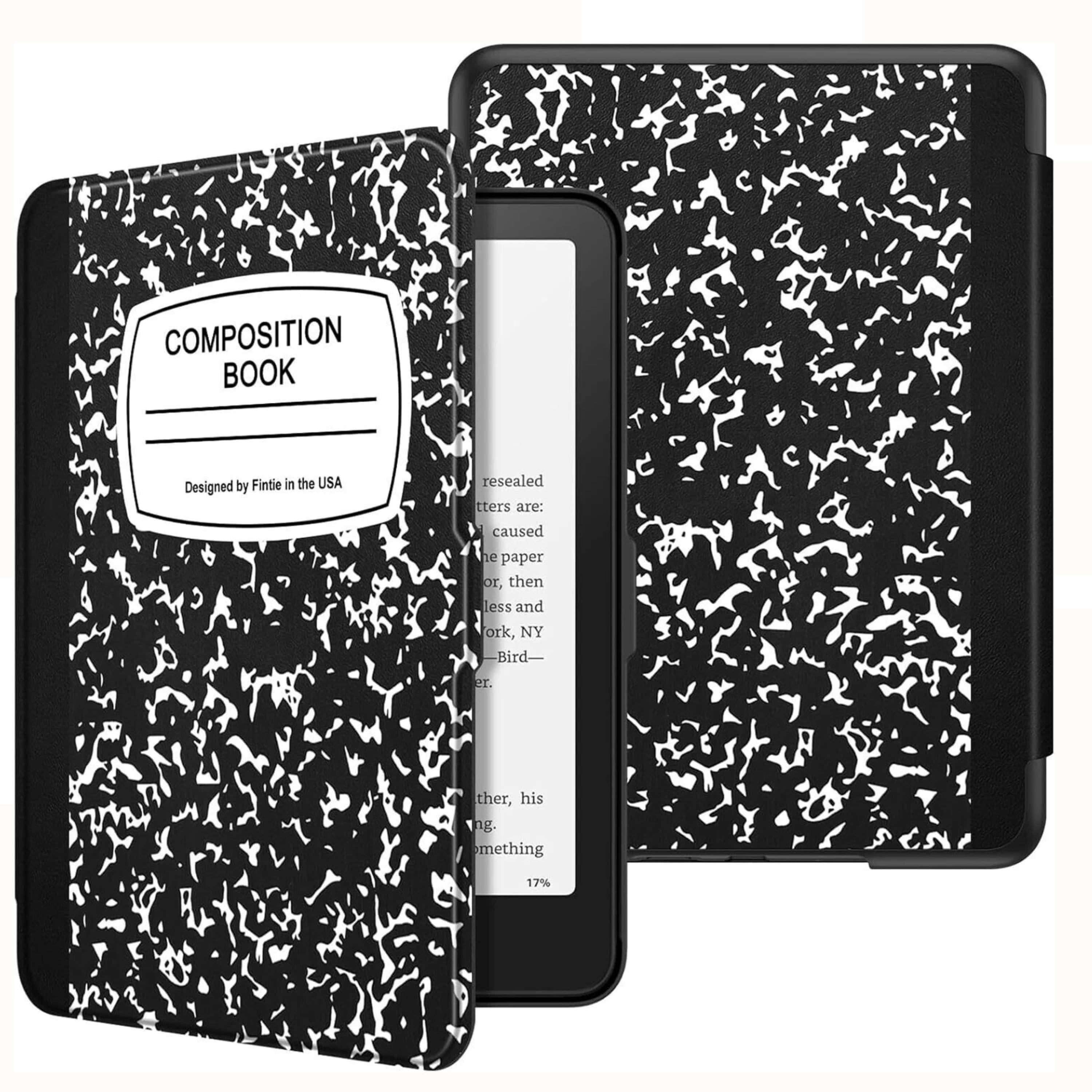 Kitcheniva - Premium Slim Case for Kindle Paperwhite 12th Gen 2024 With Auto Wake Sleep Black White - Black and White