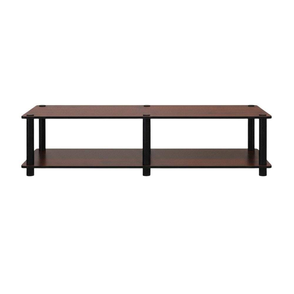 Alt View 3. FurniFact - Dark Cherry TV Stand with Black Tube Frame and Composite Wood Construction - Brown.