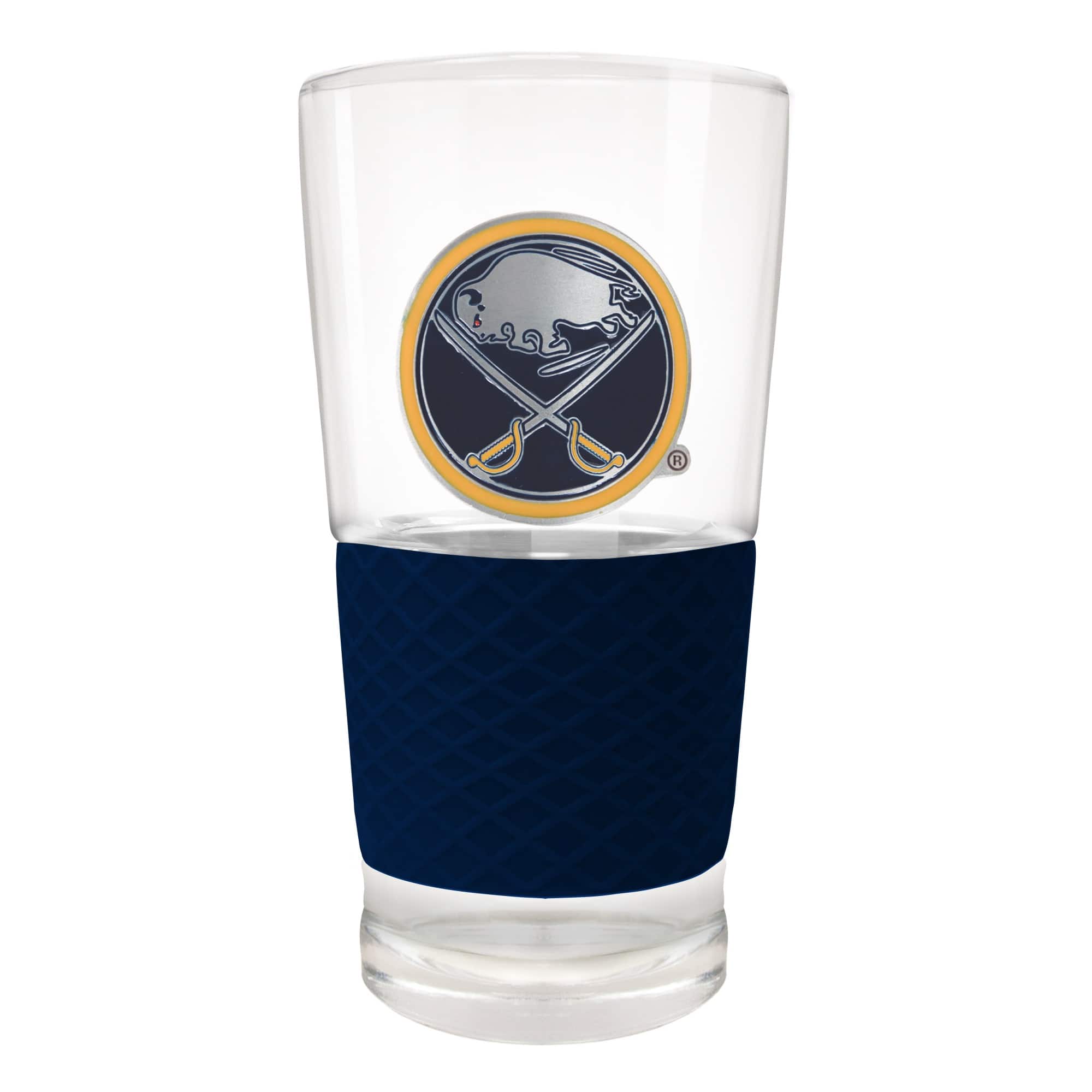 Front. Great American Products - Buffalo Sabres 22oz. Pilsner Glass with Silicone Grip - Blue.