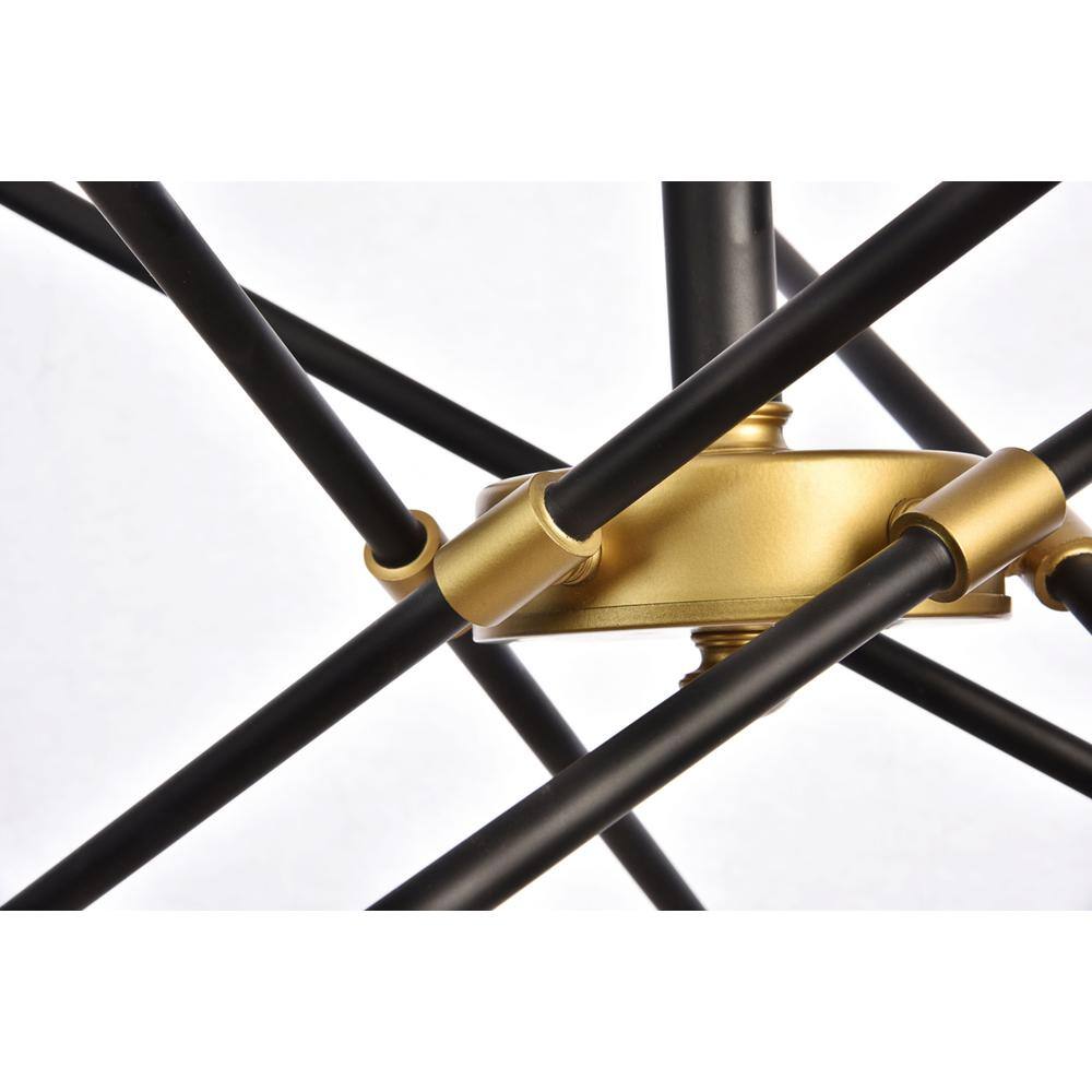 Alt View 2. Living District - Axel Collection Chandelier D27.2 H32.5 Lt:10 Black and Brass Finish - Black And Brass.