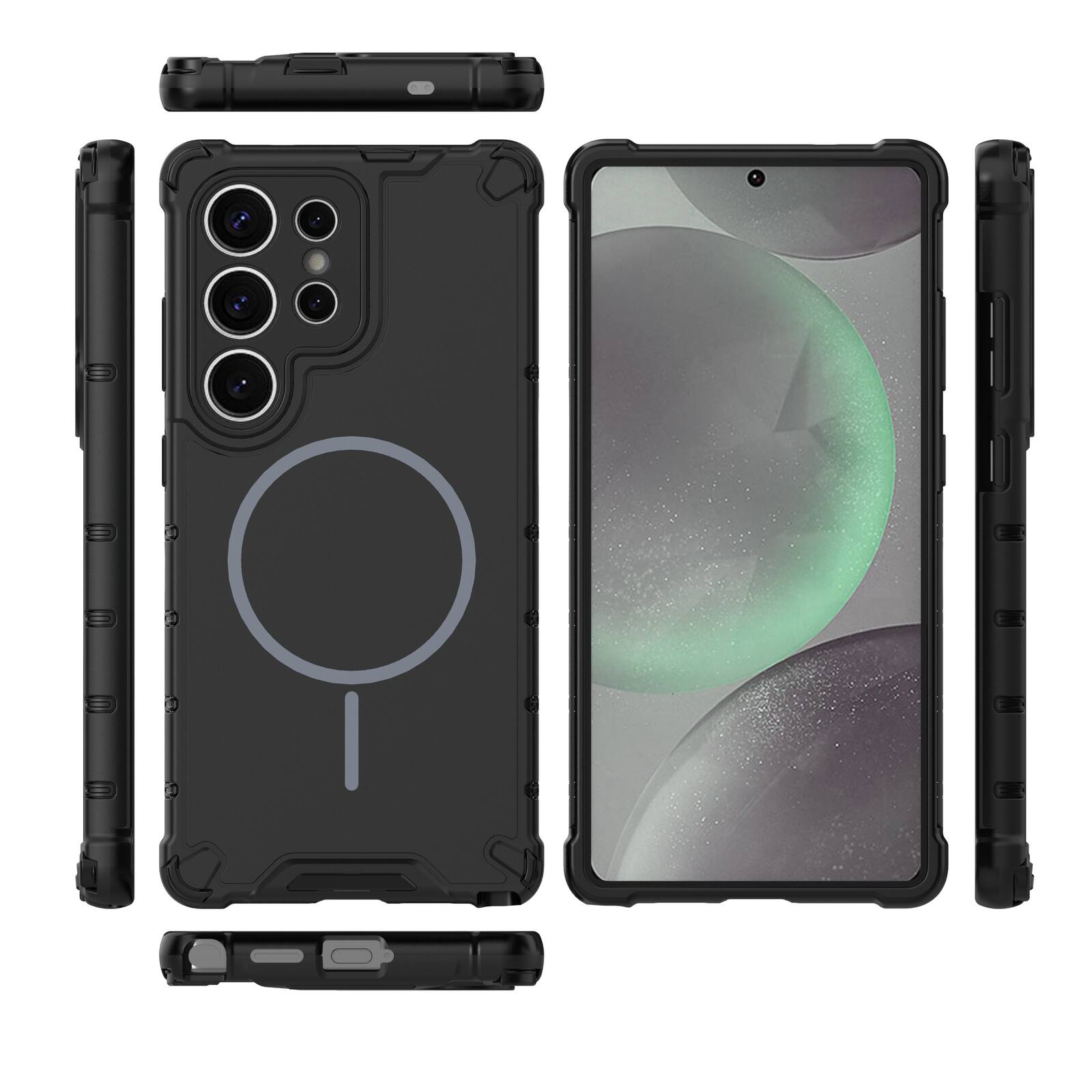 Left. UUCOVER - Magnetic Case for Samsung Galaxy S23 Ultra, Compatible with MagSafe, Shockproof Drop-proof Slim Heat Dissipation Cover - Black.