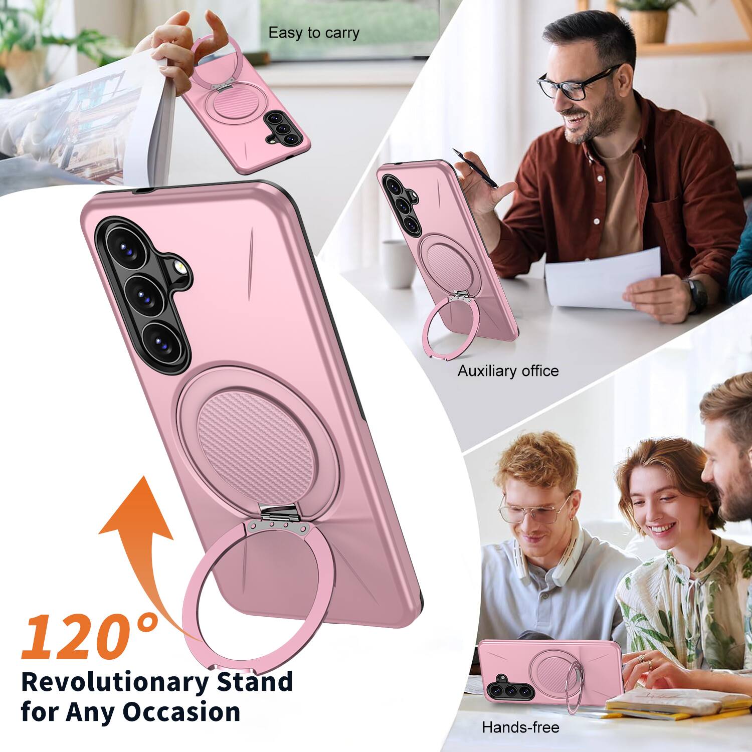 Easy to carry  
Auxiliary office  
120° Revolutionary Stand for Any Occasion  
Hands-free