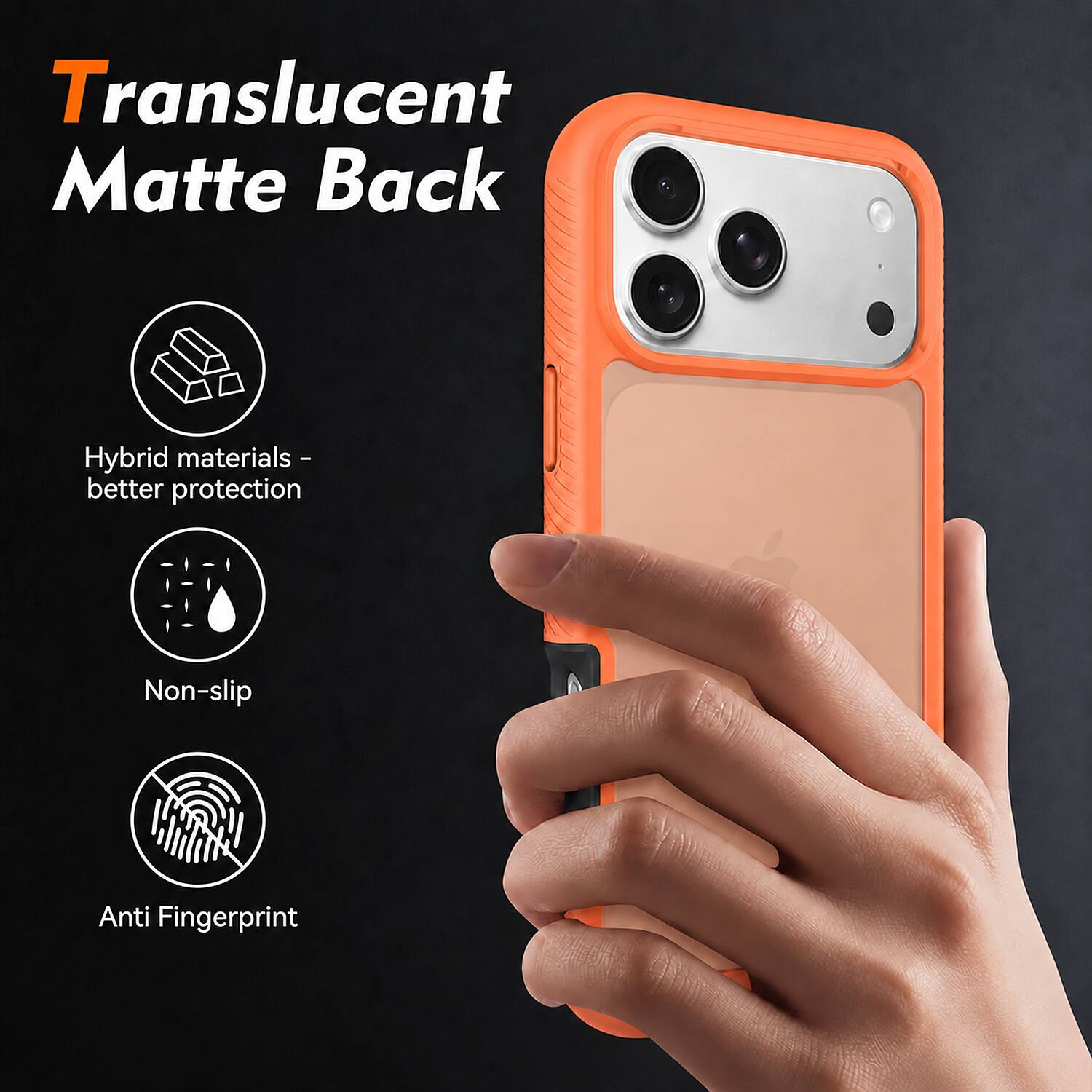 Translucent Matte Back

Hybrid materials - better protection

Non-slip

Anti Fingerprint