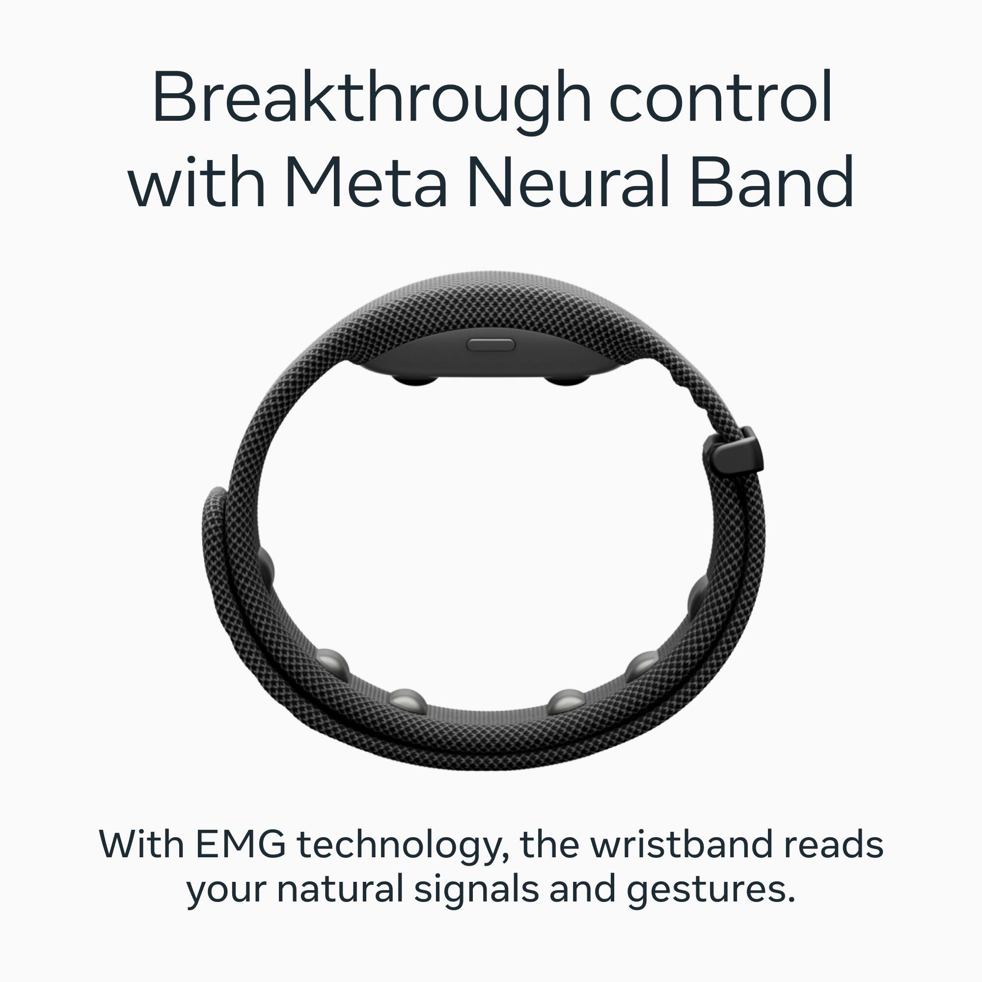 Meta - Ray-Ban Display & Neural Band | AI glasses with in-lens display - Shiny frame, standard - band size 1 - Black