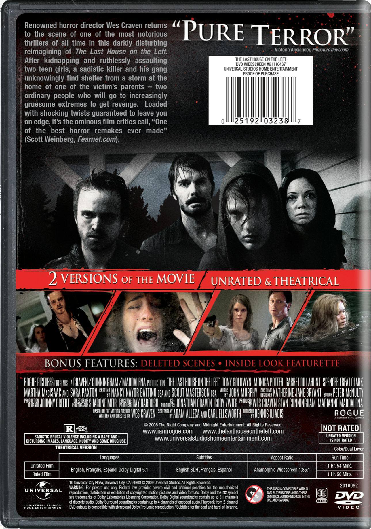 Angle. The Last House On the Left (DVD Unrated) [DVD].