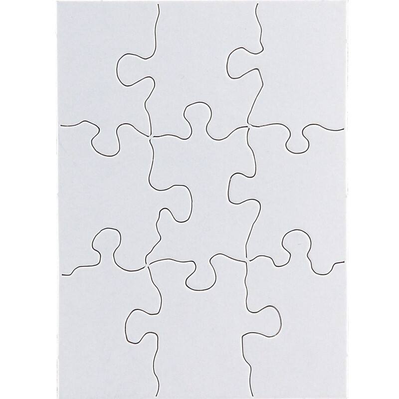 Front. Hygloss - Compoz-A-Puzzle®, 4" x 5-1/2" Rectangle, 9 Pieces, 24 Puzzles - White.