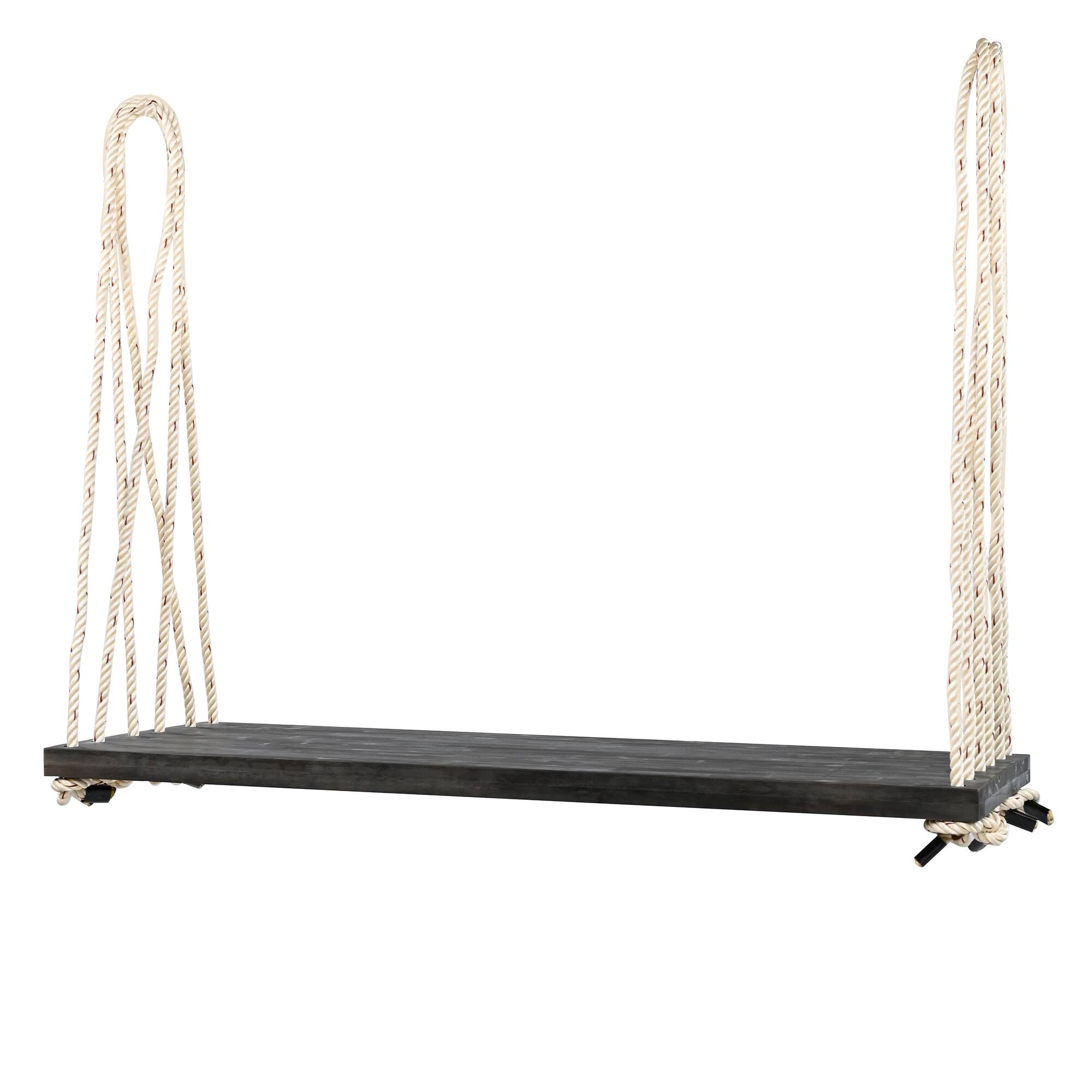 Alt View 8. GOODSILO - Acacia Wood Patio Swing Chair - Hanging Porch Bench with Cushion & Ropes for Garden, Backyard, Lawn - Brown.