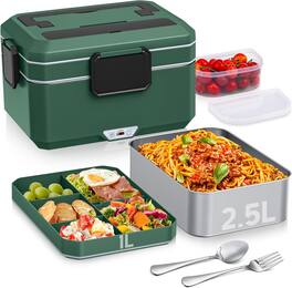 RTMB - 3.5L Electric Lunch Box 90W Double-Layer Food Warmer with Carry Bag - Green