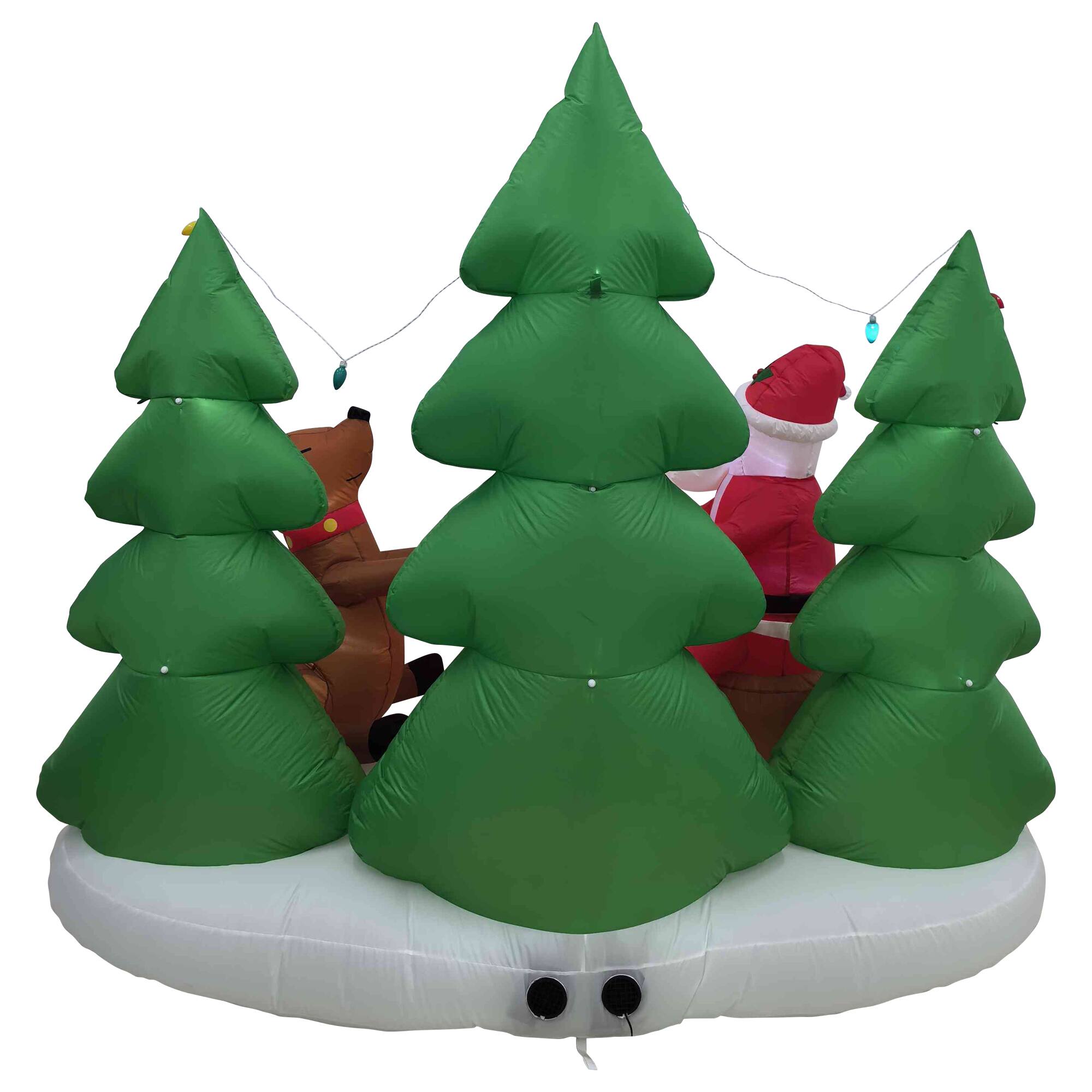 Alt View 5. Northlight - LED Lighted Inflatable Santa and Reindeer Outdoor Christmas Decoration - 8' - Green.