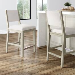 Plank+Beam - Sereno Stool Counter Height (24in) (2 pack) - Antique White/Ivory Cushion