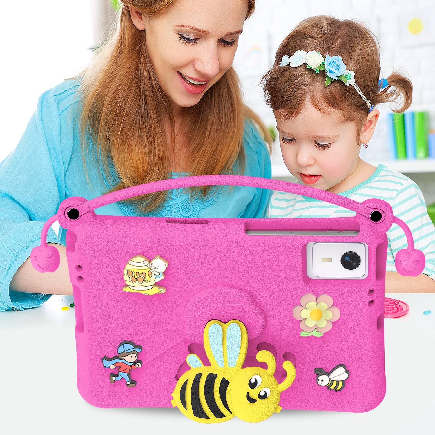 Alt View 4. Dteck - for Samsung Galaxy Tab S11 1"2025(X730/X736) Kids EVA Tablet Case, Cut Cartoon Folding Stand Shockproof Cover + Handle - Pink.