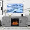 Front. Ihomeadore - 58" Farmhouse TV Stand for TV up to 65" with Electric Fireplace - Gray.