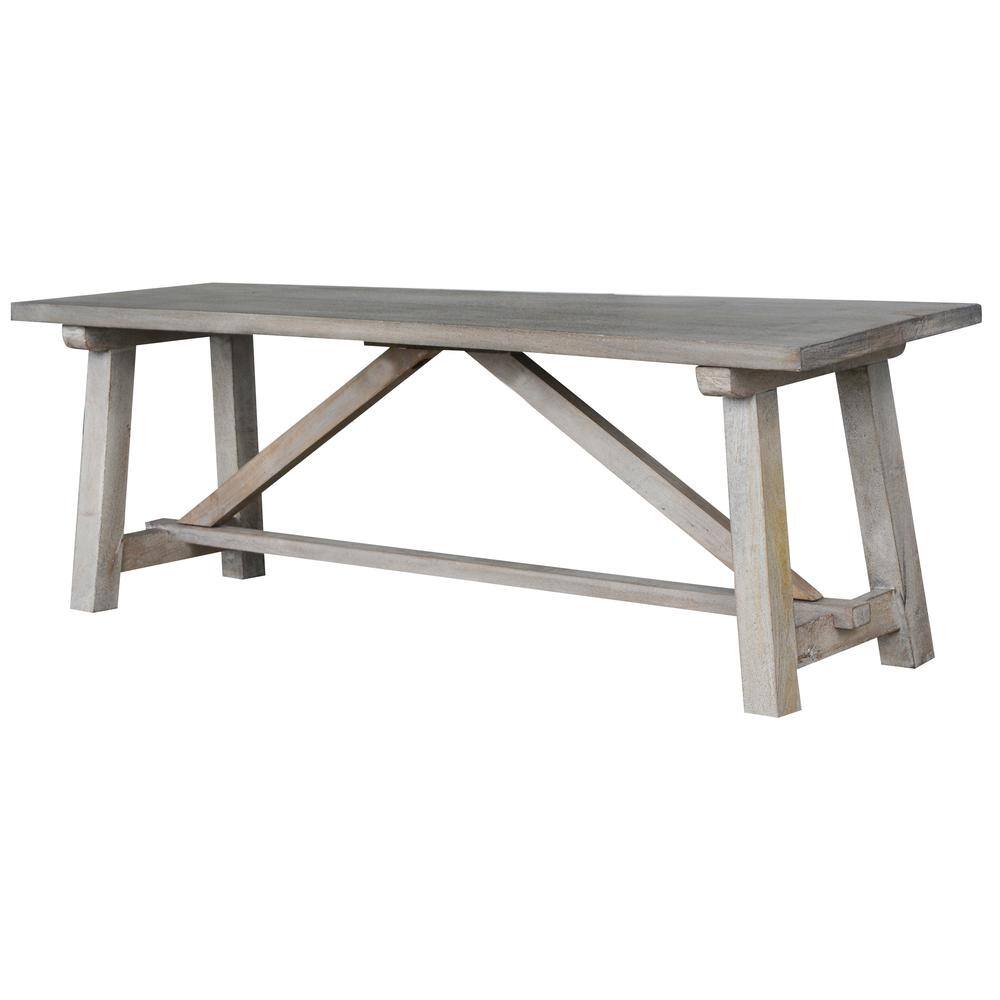 Left. AmeriHome - AmeriHome Trestle Farm House Mango Wood 53 in. Bench - Grey - Grey.