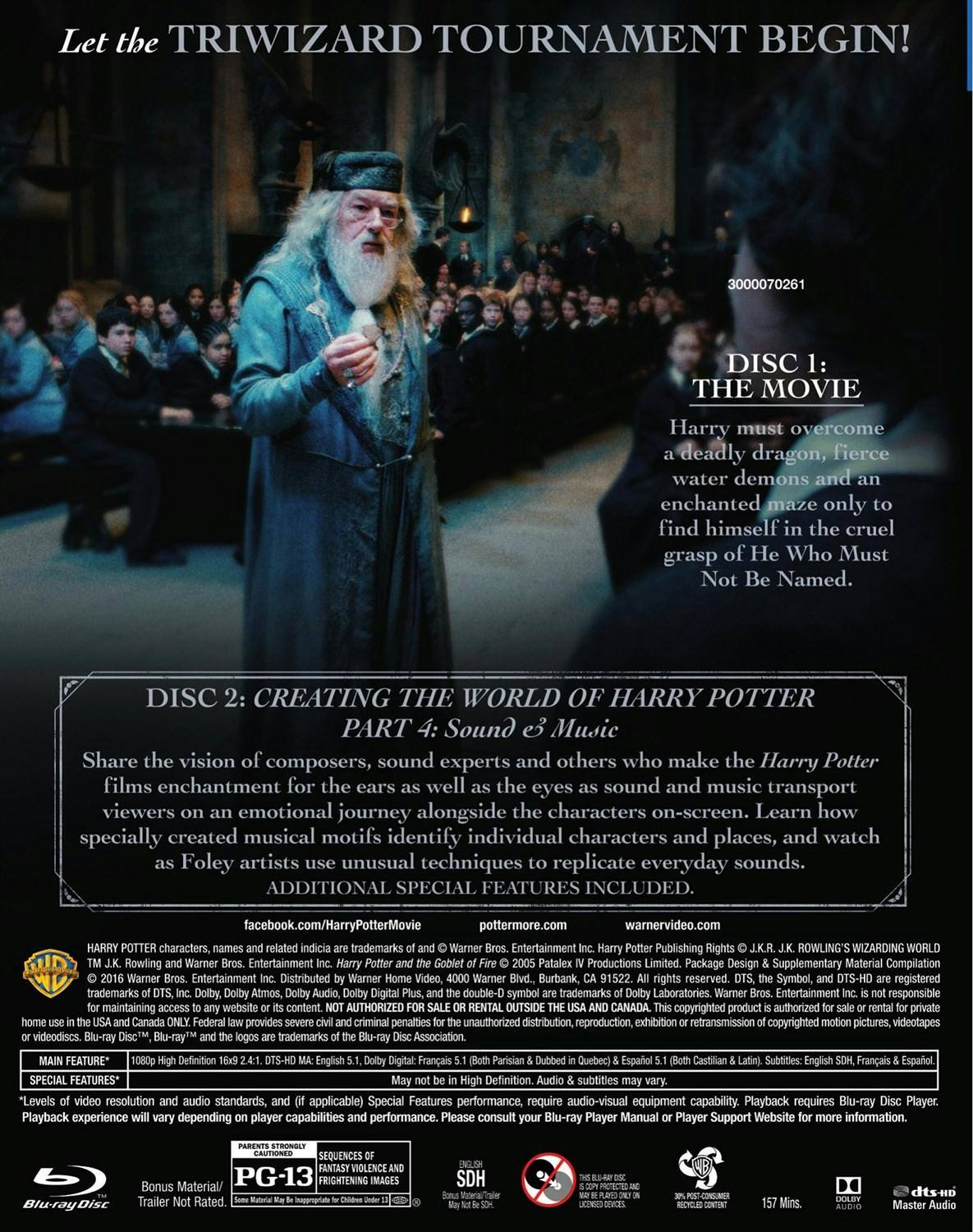 Back. Harry Potter and the Goblet of Fire (Blu-ray 2-Disc Collector's Edition) [Blu-ray].