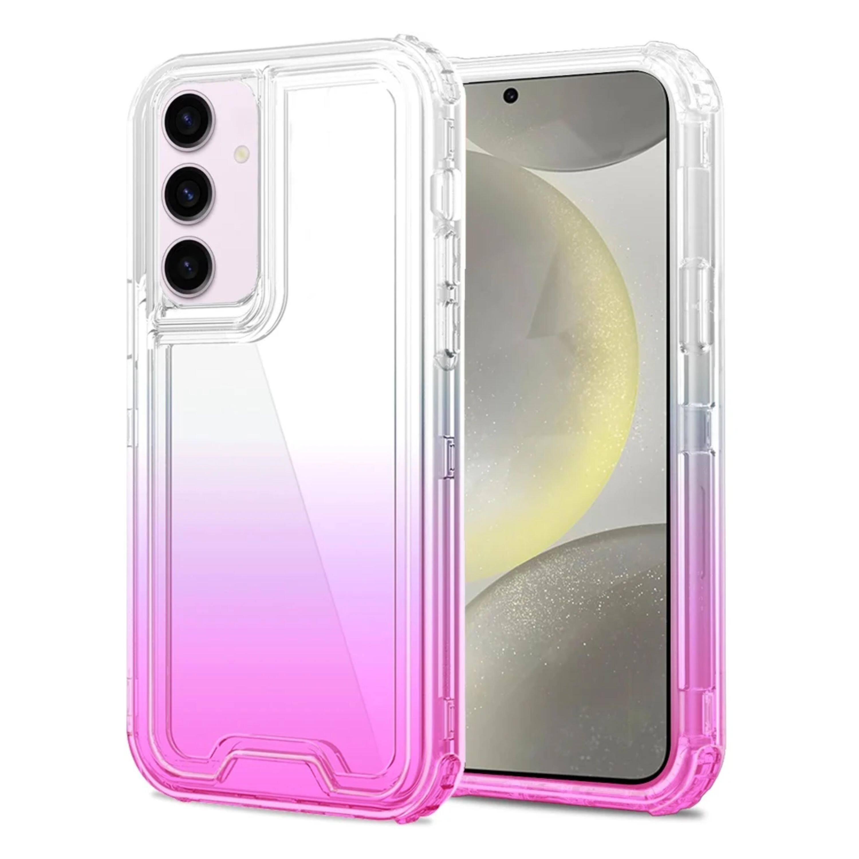Angle. Kitcheniva - Thick Two Tone Shockproof Phone Case With Tempered Glass For Samsung Galaxy S25+/S24+ Clear/Purple - Clear/Purple.