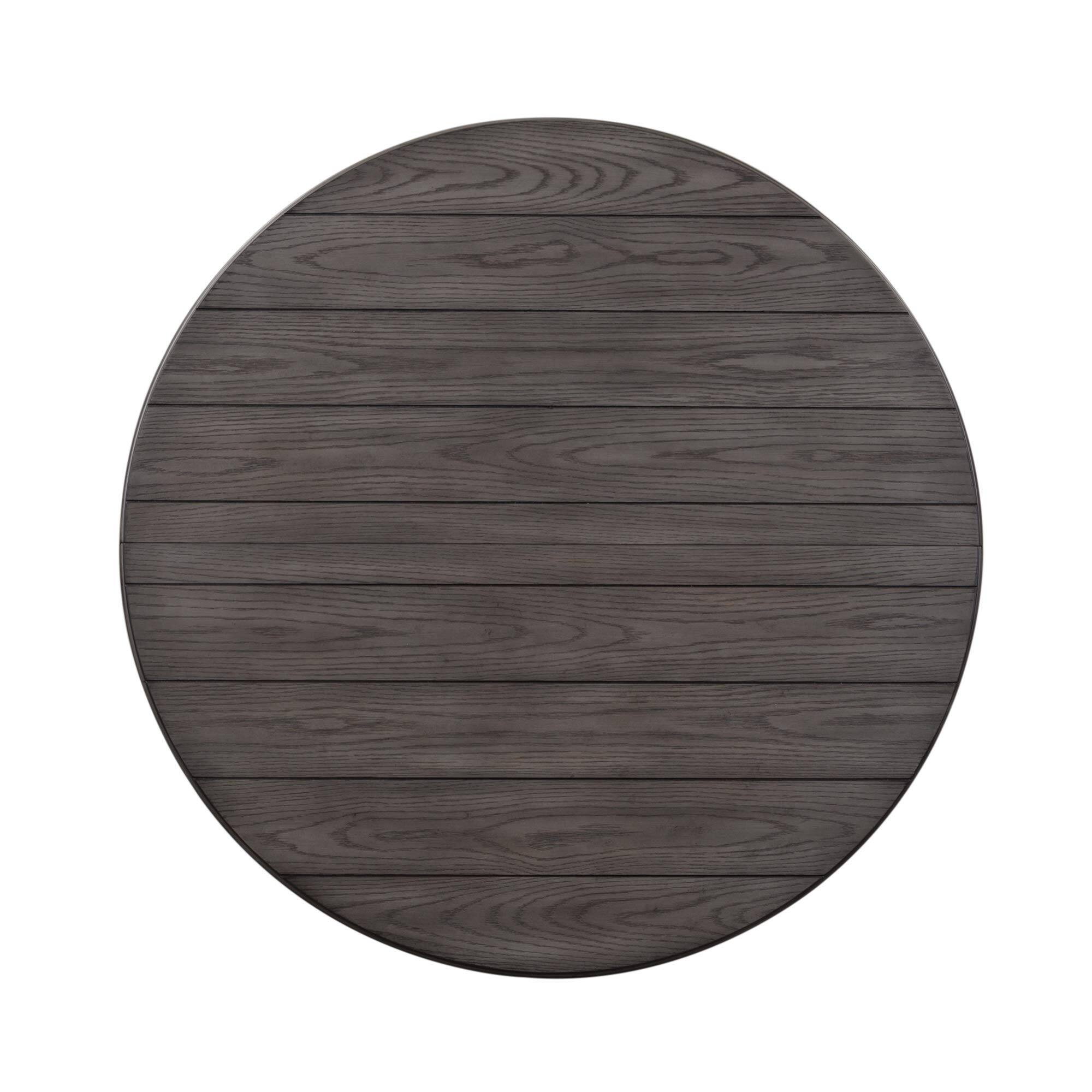 Back. Liberty Furniture Industries - Pedestal Table in Poplar & Rubberwood Solids w Pine Veneer - Wirebrushed White W/ Charcoal Top.