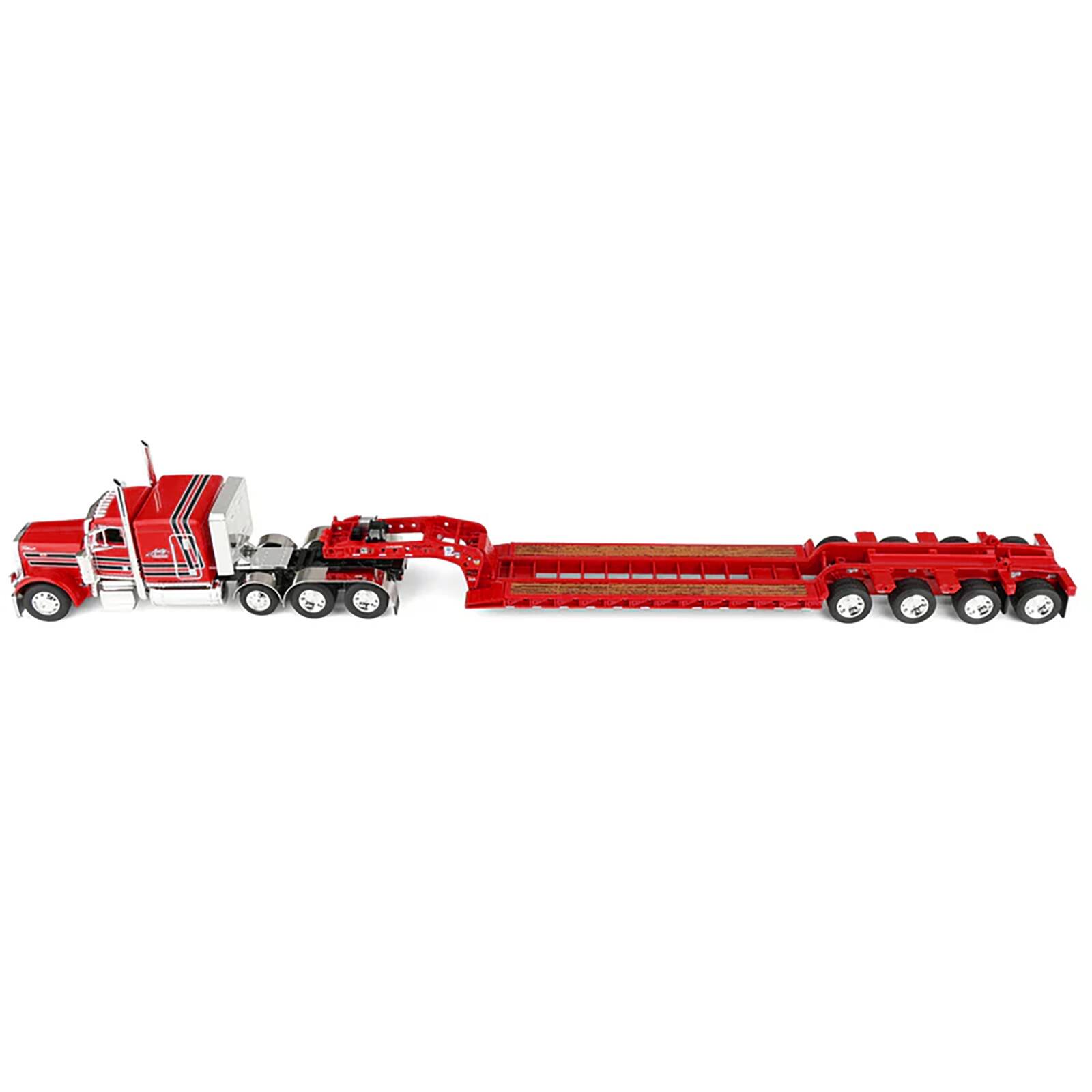 Alt View 2. First Gear - Peterbilt 379 with 63" Flat Top Sleeper & Fontaine Magnitude Trailer w/Fliptail Red w/Black 1/64 Model by DCP/First Gear.