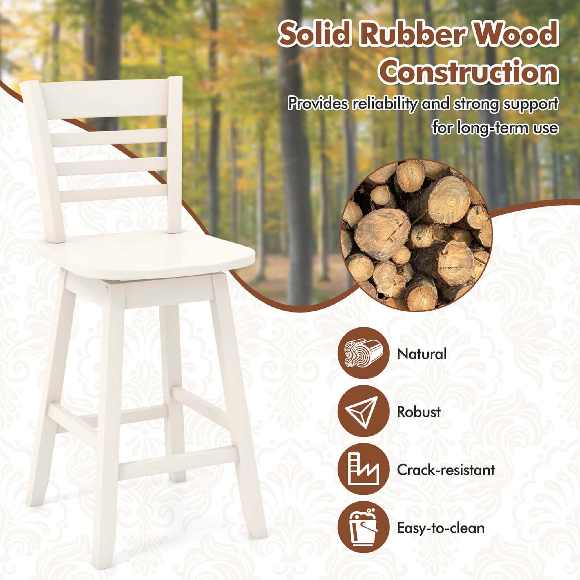 Solid Rubber Wood Construction Provides reliability and strong support for long-term use. Natural, Robust, Crack-resistant, Easy-to-clean.