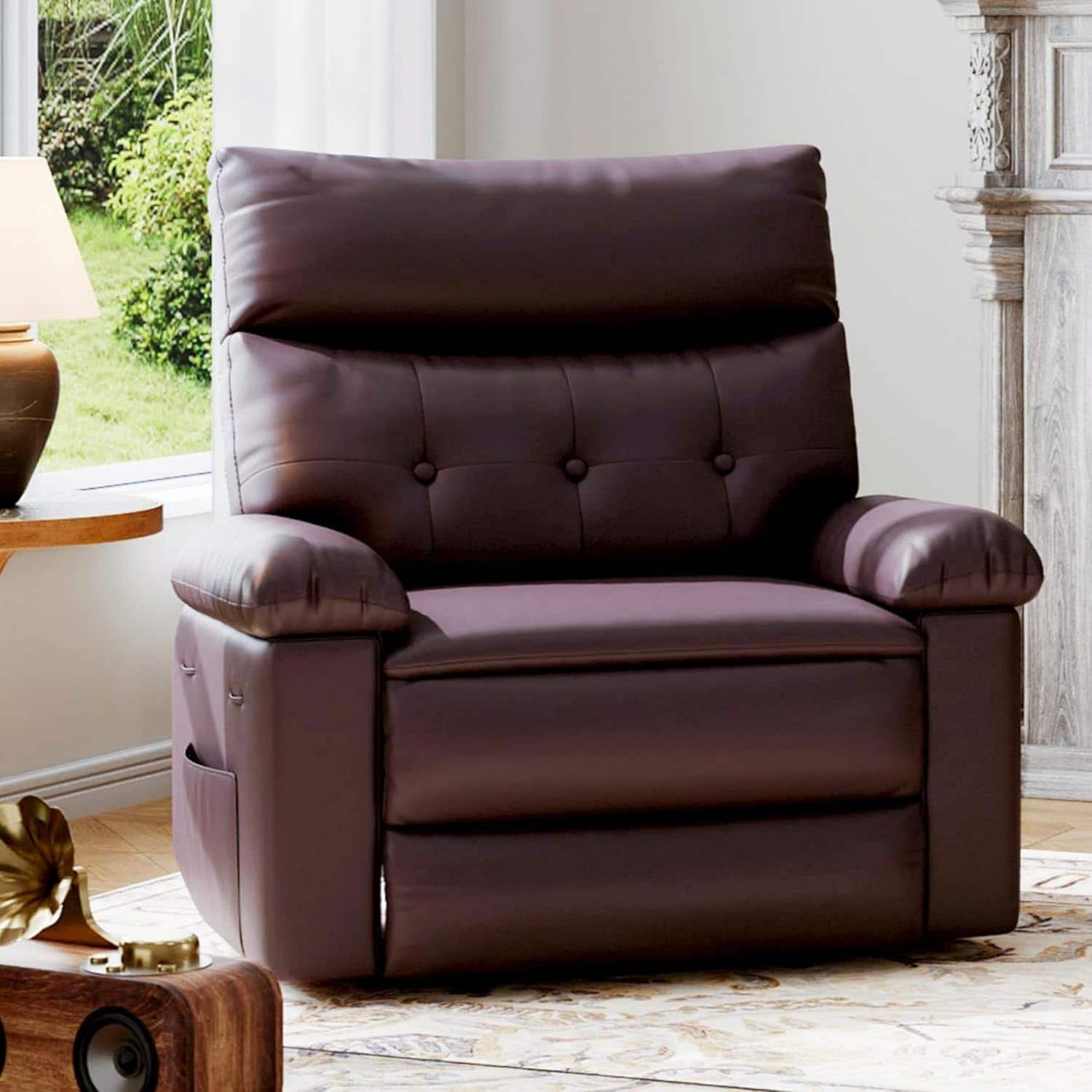 Acekool - Oversized 360° Swivel Rocker Recliner Chair with Heat & Massage. between swivel, rock, and recline modes - Coffee