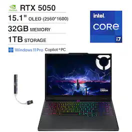 Lenovo - Legion Laptop 15.1 WQXGA Display (Intel i7-14700HX, 32GB DDR5, Win 11 Pro) w/DKZ USB Port Expander - Eclipse Black
