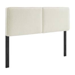 FurniFact - Boucle Fabric Full Headboard with Soft Textured Upholstery and Durable Build - Beige