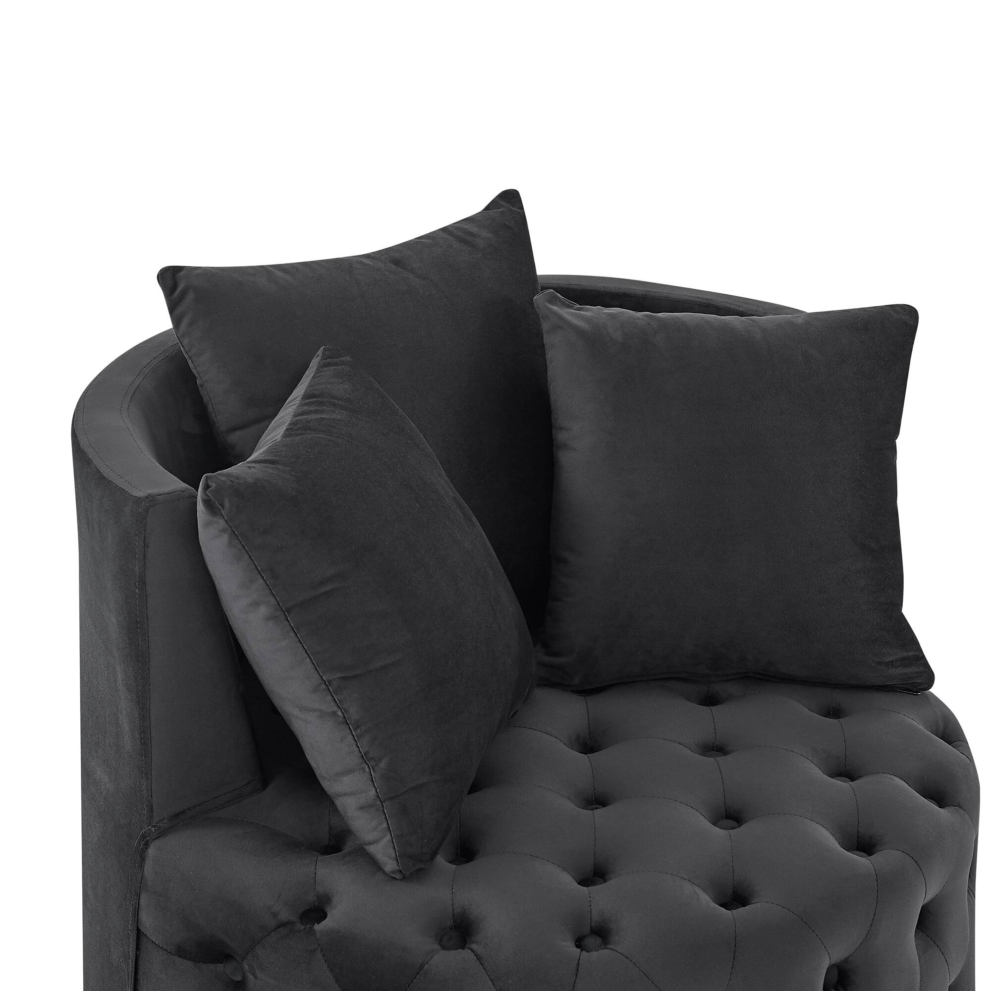 Alt View 4. GOODSILO - Luxury Upholstered Swivel Accent Chair with Tufted Back and Caster Wheels for Elegant Home Seating - Black.