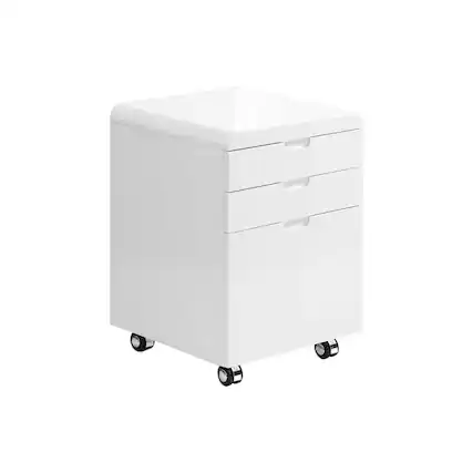 Front. HTUTWOO - File Cabinet - 3-Drawer Rolling Mobile Storage Cabinet, Printer Stand, Office Organization, Glossy White Laminate Finish - White.