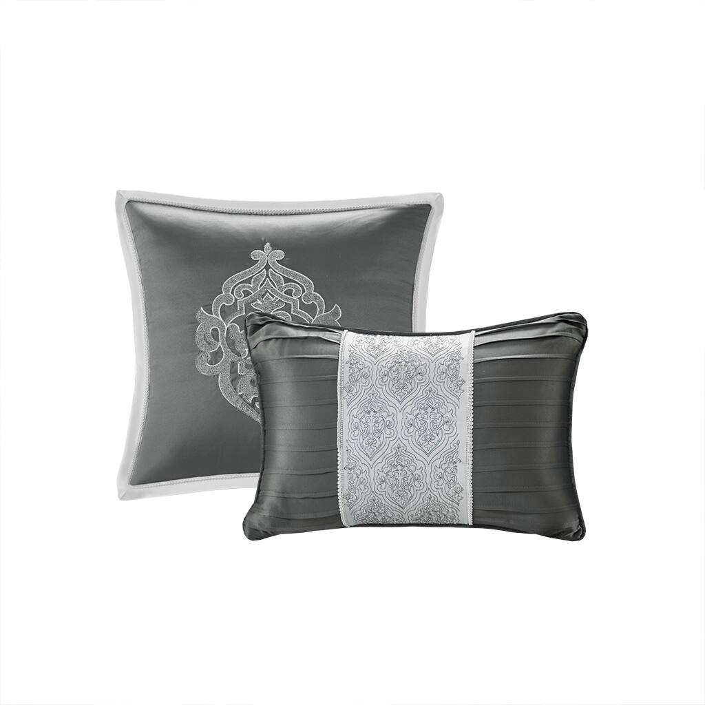 Alt View 3. Gracie Mills - Gracie Mills Pineda Luxurious 8-Piece Jacquard Comforter Set - Silver/Silver.