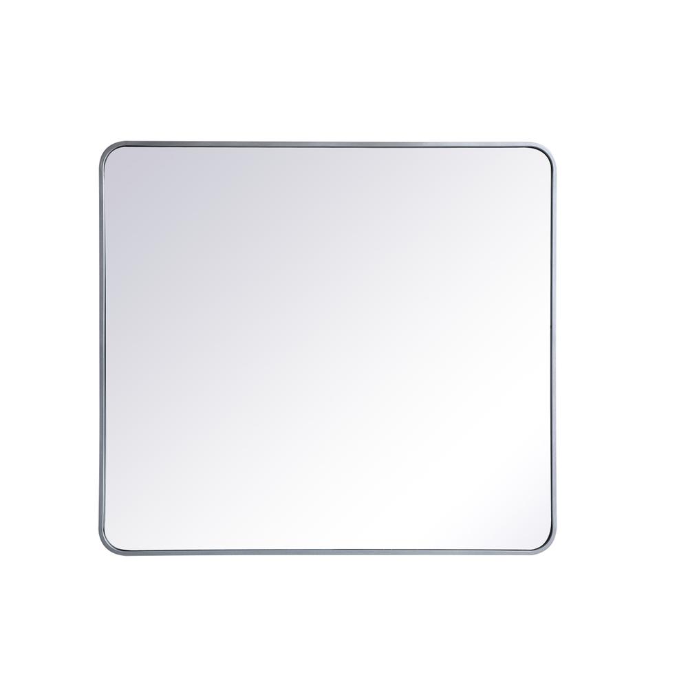 Alt View 5. Elegant Decor - Soft corner metal rectangular mirror 36x40 inch in Silver - Silver.