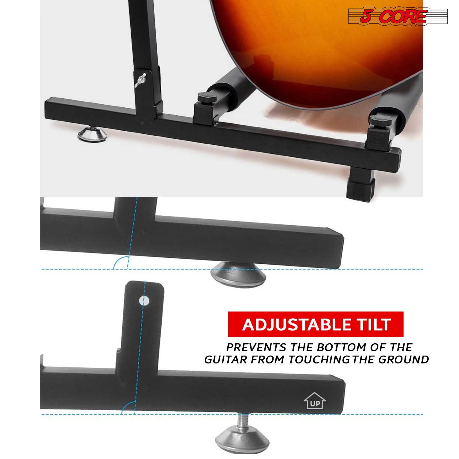 5 CORE

ADJUSTABLE TILT  
PREVENTS THE BOTTOM OF THE GUITAR FROM TOUCHING THE GROUND