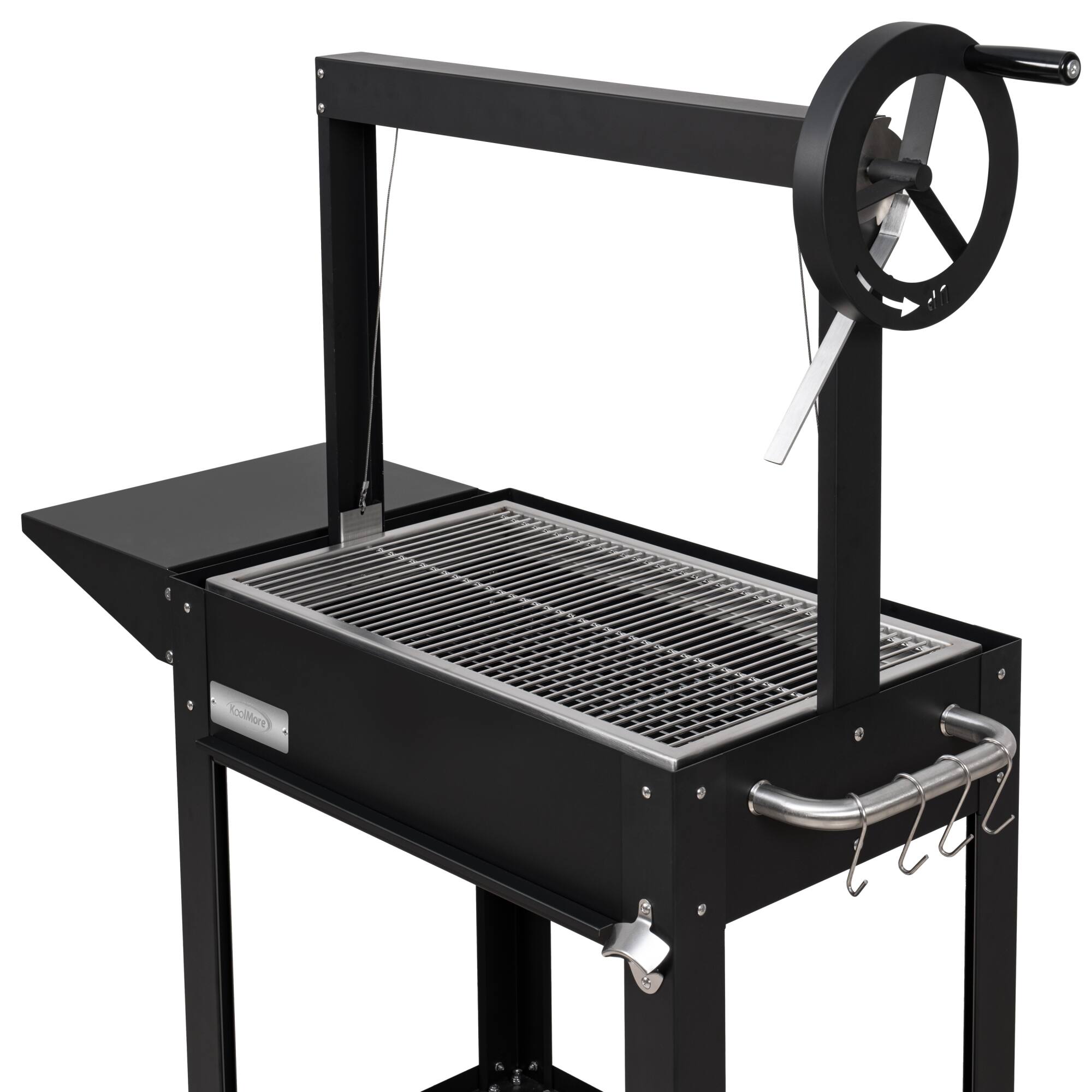 Alt View 5. Koolmore - 50 in. Argentine Charcoal Grill, Adjustable Grate Outdoor BBQ, in Black (KM-OG-A-45) - Black.