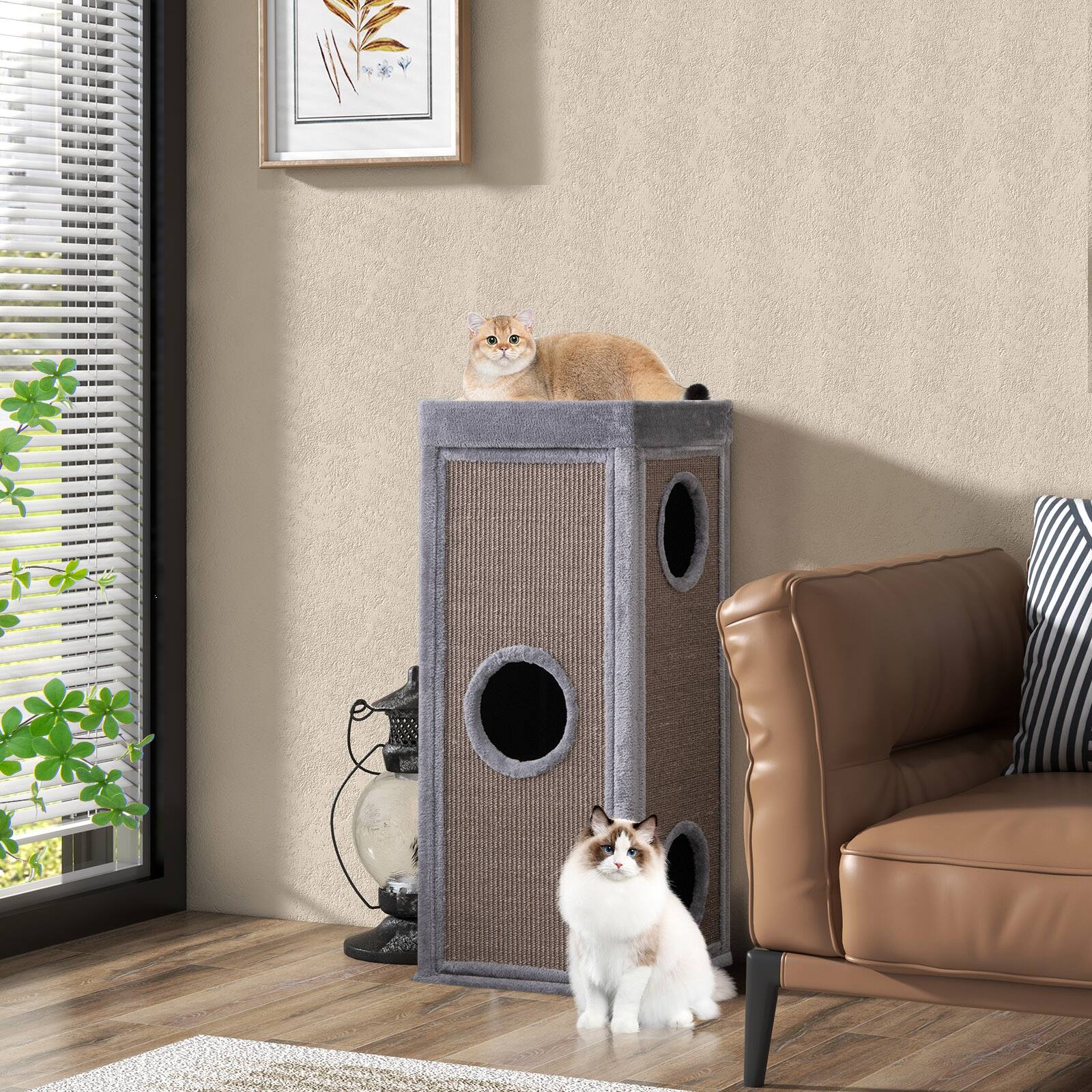 Alt View 3. Costway - Costway 4-Story Cat House 39" Cat Condo with Scratching Posts & 4 Soft Plush Cushions.