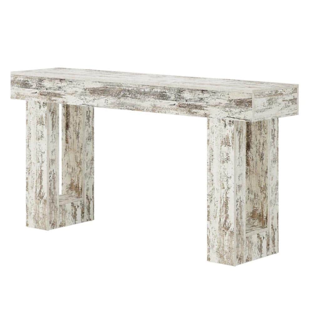 Hivvago - Modern Farmhouse 63-inch Console Sofa Table Wood Finish - Rustic White