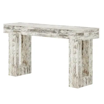 Front. Hivvago - Modern Farmhouse 63-inch Console Sofa Table in Rustic White Wood Finish - Rustic White.