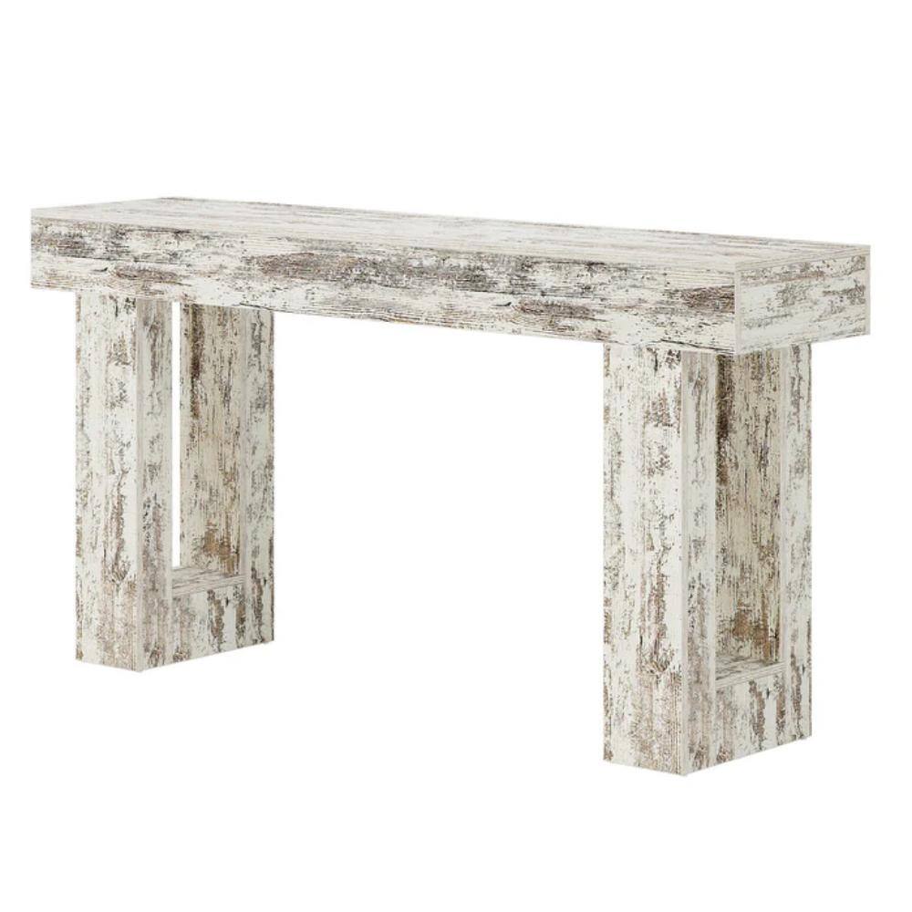 Front. Hivvago - Modern Farmhouse 63-inch Console Sofa Table in Rustic White Wood Finish - Rustic White.