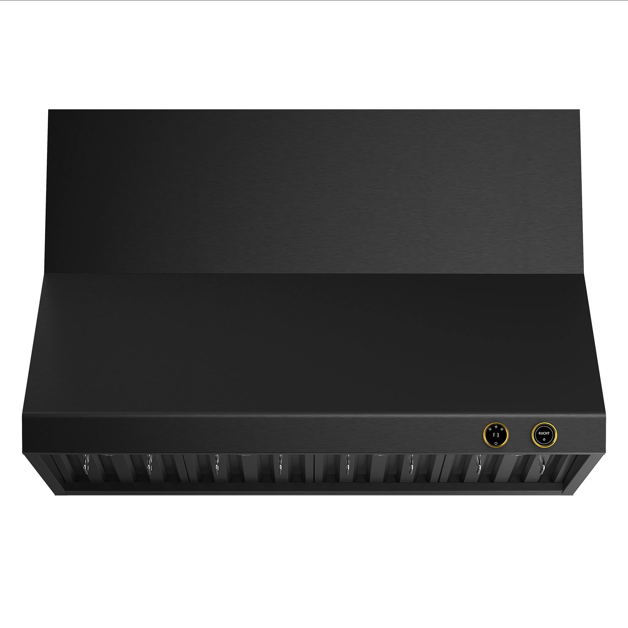 Alt View 7. Kucht - 48 in. 6.7 cu. ft. 8 Burners Dual Fuel Range for Natural Gas in Titanium Stainless Steel + Wall Mount Range Hood - Gemstone with Gold accents.