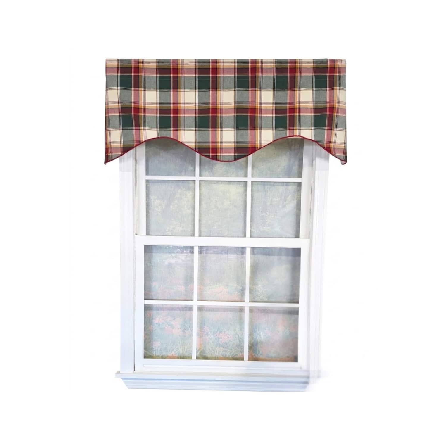 RLF Home - Cabin Plaid Cornice Window Valance 100% Cotton Lined Rod Pocket 50" x 17" - Multi