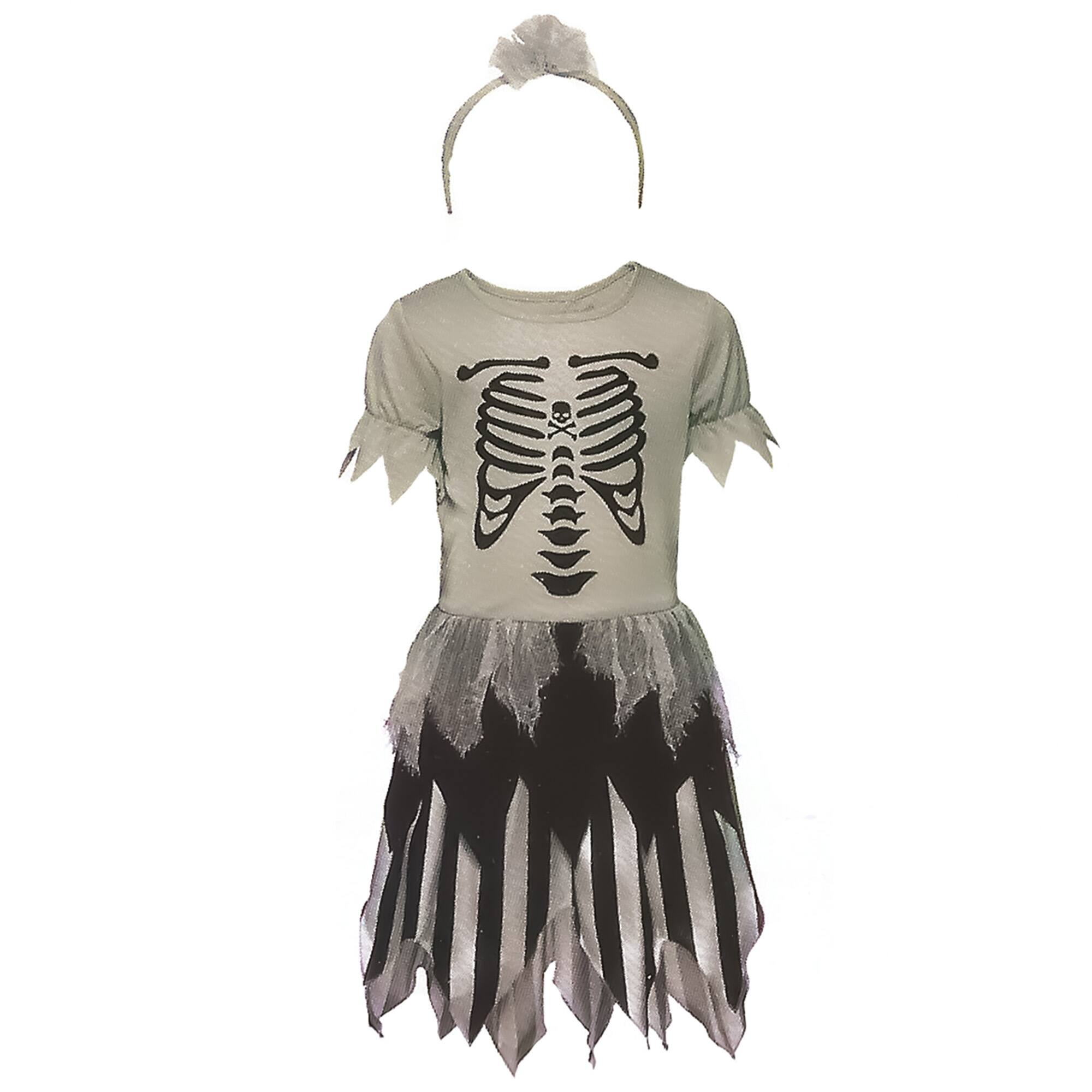Alt View 3. Northlight - Gray Pirate Skeleton Girl's Children's Halloween Costume - Medium - Gray.