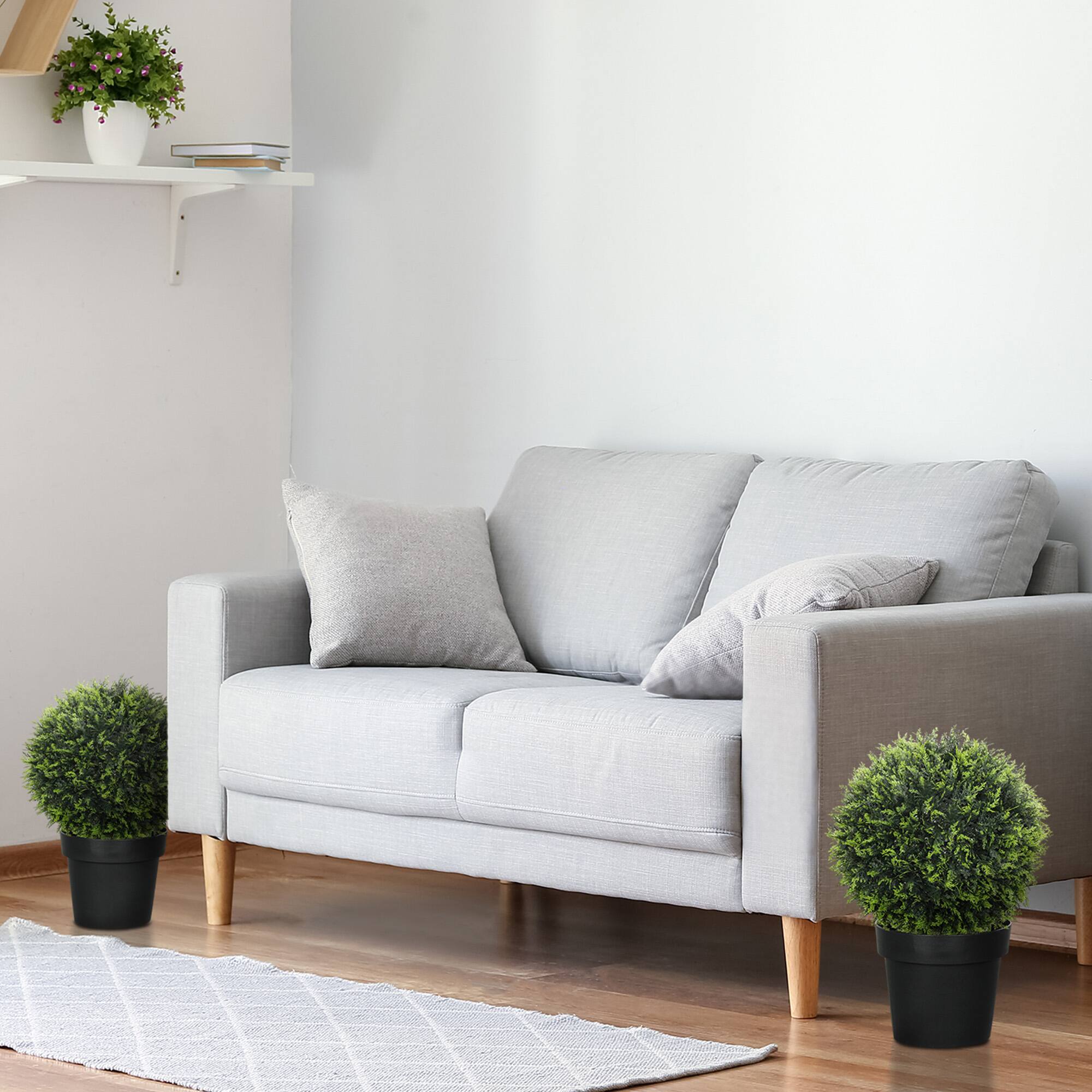 Alt View 7. Homcom - Topiary Balls Set of 2 UV-Protected Faux Cedar, Indoor Outdoor Decor Plant - Green.