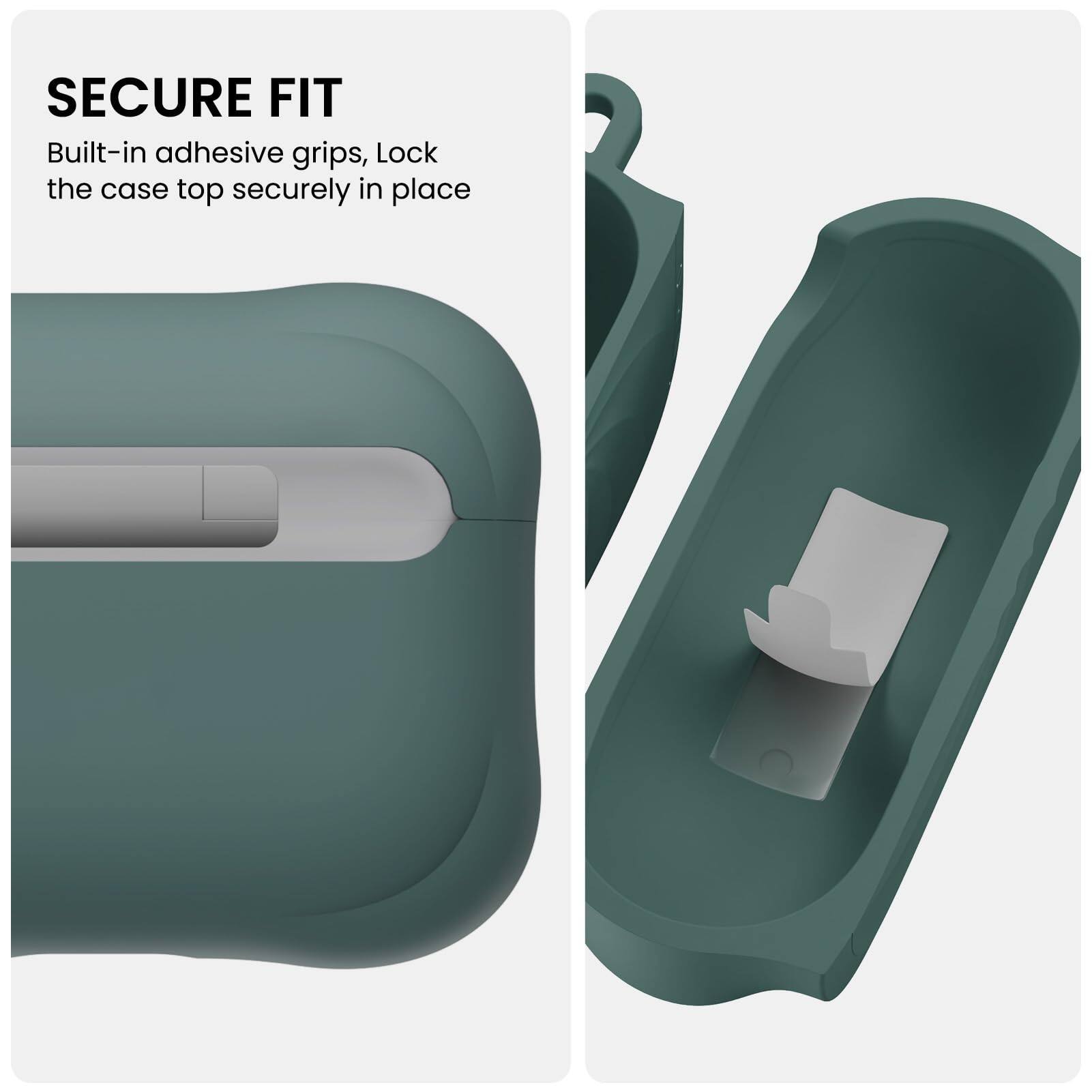 SECURE FIT  
Built-in adhesive grips, lock the case top securely in place
