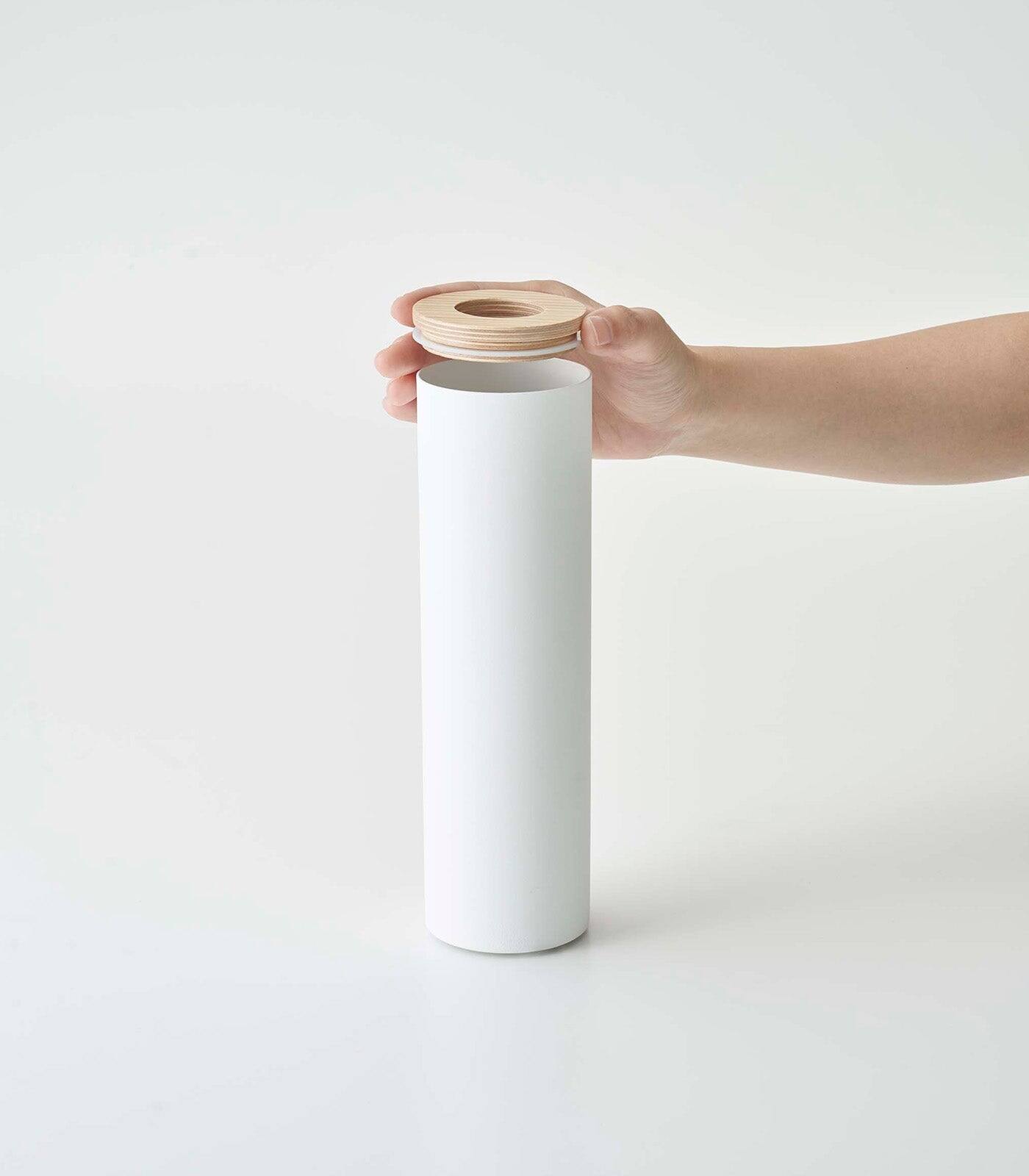 Alt View 6. Yamazaki Home - Round Tissue Case - Steel + Wood - Walnut.