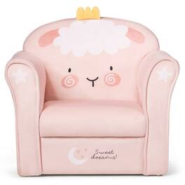 Costway - Kids Lamb Sofa Children Armrest Couch Upholstered Chair Toddler Furniture Gift - Pink