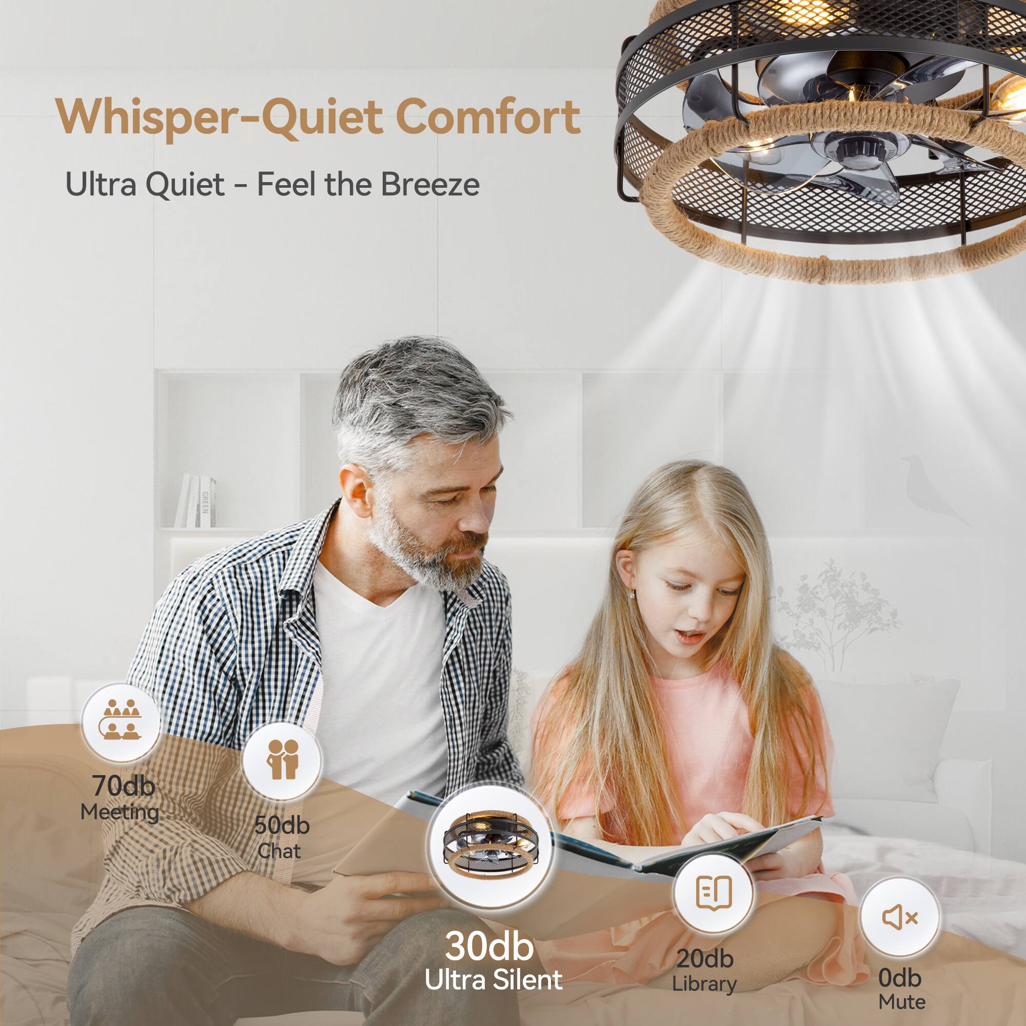 Whisper-Quiet Comfort, Ultra Quiet - Feel the Breeze

70db Meeting
50db Chat
30db Ultra Silent
20db Library
0db Mute